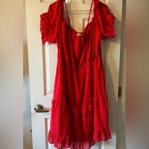 Elegant Red Polka Dot Dress